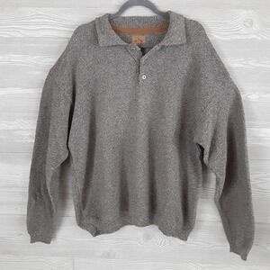 Alps Mens XL Vintage Knit Sweater Gray Marled Cotton Blend Made in USA
